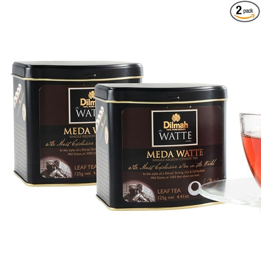 Dilmah Meda Watte Ceylon Black Tea Tin Caddy - 125g Loose Leaf | Single Region Pure Ceylon Tea | Packed at Source | 2 Tins, Total 250g