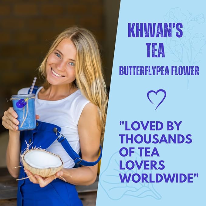 KHWAN’S TEA Butterfly Pea Flower - Premium Dried Blue Butterfly Pea Tea, Herbal Caffeine‑Free, Natural Food Coloring