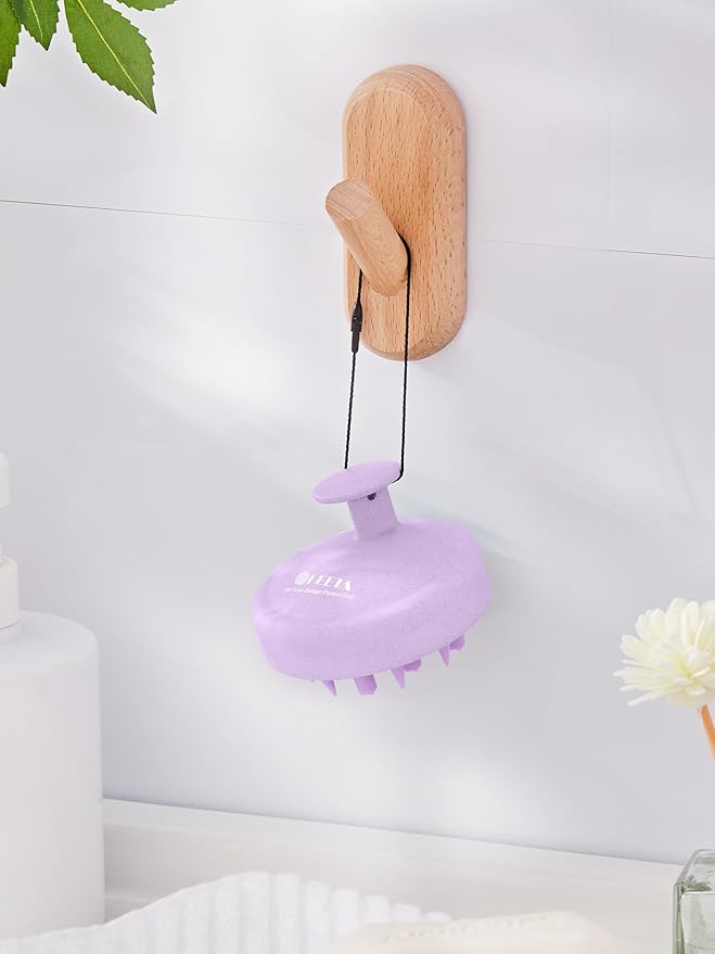 HEETA Hair Scalp Massager for Hair Growth, Shampoo Brush, Scalp Scrubber Exfoliator with Soft Silicone Bristles for Dandruff Removal to Relieve Stress, Wet Dry Use Updated Material, Purple