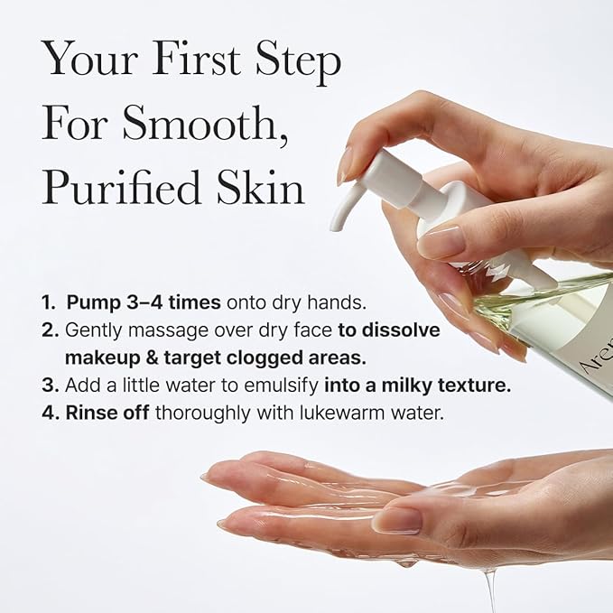 ARENCIA Pore Melt Mochi Makeup-Removing Cleansing Oil, Non-Comedogenic, Rice Amino Acids HD, Vitamin E, Cica, & Ceramide, 6.76 fl oz