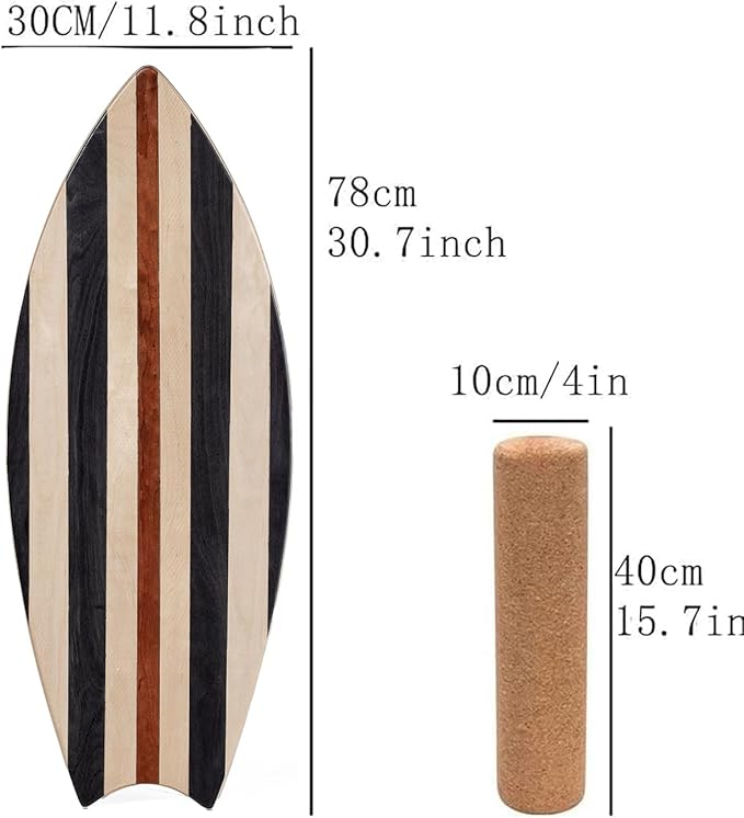 Balance Board Indoor Surfboard Surf Style Home Fitness with Wheel for Exercise, Athletic Training and Board Sports - Fun Workout Equipment For Balance, Stability and Improving Core Strength