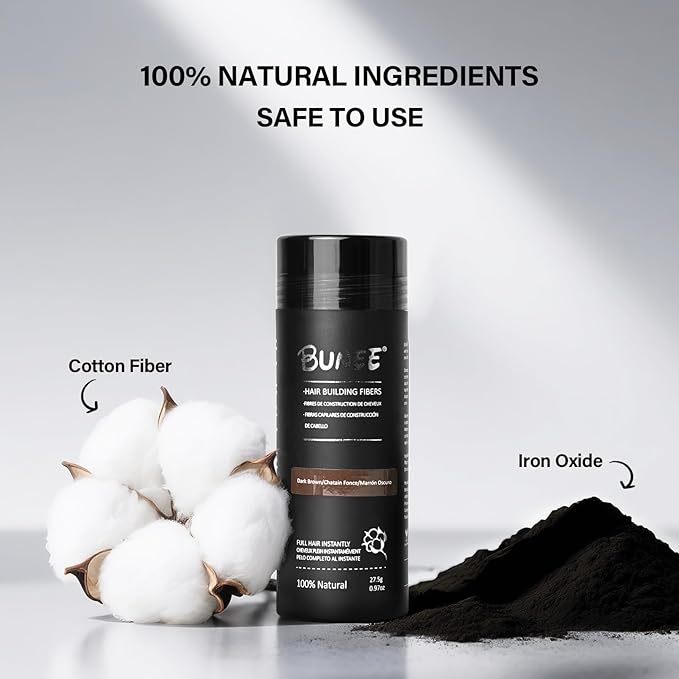 Hair Building Fibers for Thinning Hair for Men Women, 2-in-1 Kit- Enhancements Barber Spray, Thicker Fuller Hair Beard & Hairlines Instantly with Spray Applicator Nozzle, Natural Formula (Dark Brown)