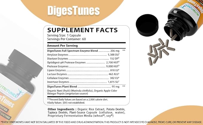 All-in-One Multi Enzyme Digestive Enzymes Supplement – Easily Breaks Down Carbs, Fats, Proteins & Dairy – Supports Healthy Digestion, Bloating Relief & Gut Comfort – Vegan, 60-Day Supply