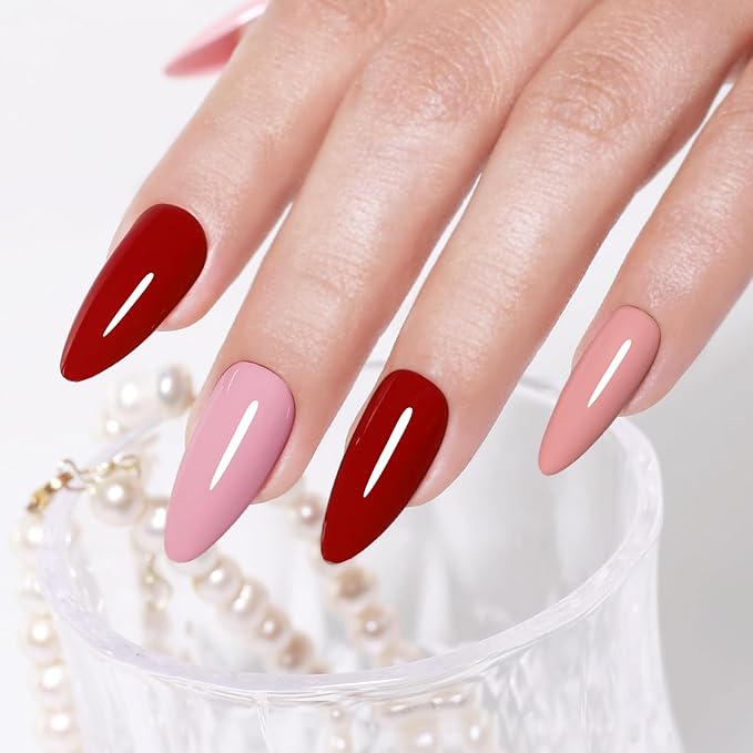 10ml Hema Free Gel Nail Polish Set, 6 Colors Gel Polish Kit Beige Purple Burgundy Red Nude Pink Manicure Gift for Women Art DIY and Salon