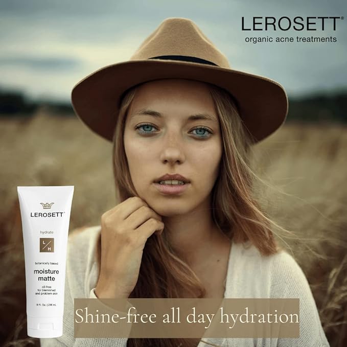 LEROSETT Oil-Free Moisturizer for Oily & Sensitive Skin, Lightweight Matte Hydration, Vegan Moisturizer, Aloe-Based with Vit-B5 + 7 Soothing Herbals, Non-comedogenic, Fragrance Free - 3 oz