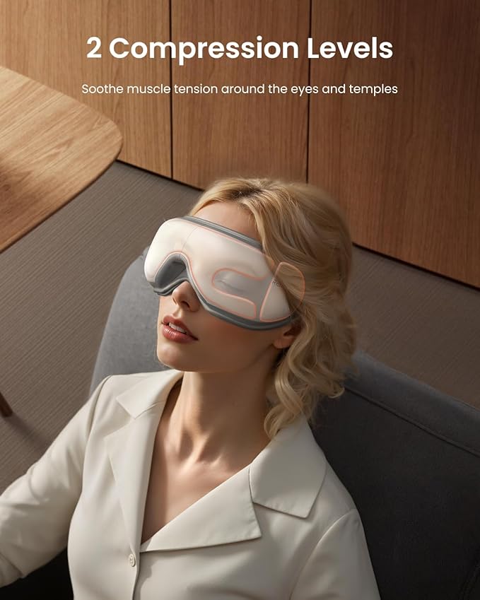 RENPHO Eyeris 1 Eye Massager with Remote, Heat, Compression, Birthday Gifts for Women Men Her Him, Sleep Mask, Headache Massager Scalp for Strain Relief, Migraine Relief, Reduce Stye Eye
