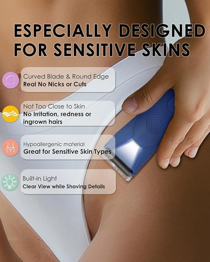 Manscaper for Men, Groin Trimmer for Men and Women, Body Hair Trimmer and Ball Trimmer with Light, Pubic Hair Shaver, Manscape Kit, 7 Precisions, Waterproof Wet / Dry Grooming, 240 Minutes Shaving