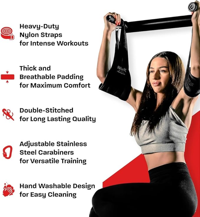 Hawk Sports Ab Straps for Men and Women, Ab Workout Equipment for Maximum Fitness and Bodybuilding Gains, Exercise Equipment for Fat Burning and Strength Training, Lifting Straps for Six Pack Abs