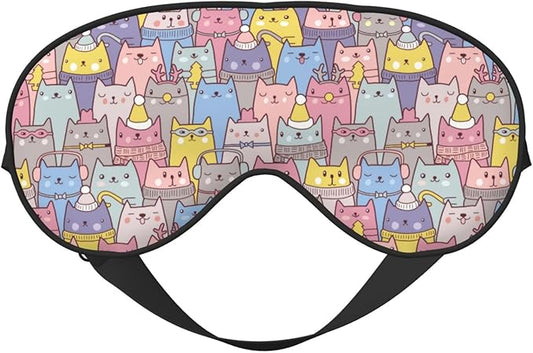 Sleep Eye Mask Christmas Cute Cats Sleep Mask for Women Men Comfortable Eye Mask with Adjustable Strap Soft Eye Cover Blindfold for Travel Yoga Nap Shift Work