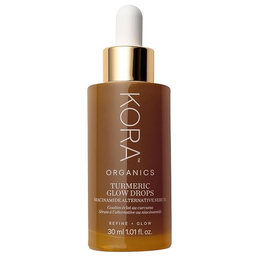 KORA Organics Turmeric Glow Drops, Niacinamide Alternative Face Serum for Radiance, Texture and Pore Appearance, Certified Organic, Vegan, 1.01 fl oz