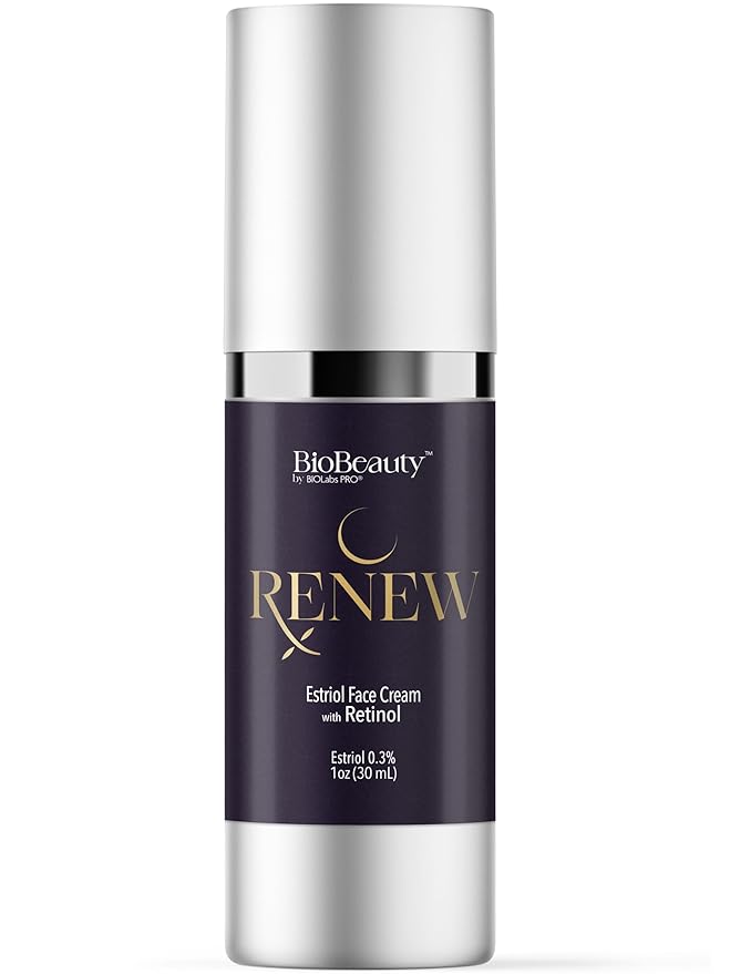 BIOBeauty Renew Night Cream – Bioidentical E3 .3% Advanced PM Face Cream with Retinol, Bakuchiol, Hyaluronic Acid & Niacinamide – Smooths, Firms & Hydrates Overnight for Youthful Radiance (1oz)