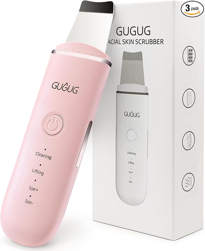 GUGUG Skin Scrubber Face Spatula - Skin Spatula Blackhead Remover Pore Cleaner with 4 Modes, Skin Care Tools-Pink