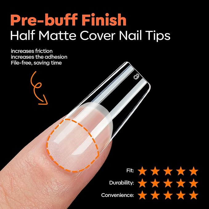 modelones Medium Square Nail Tips, Pre-shaped Soft Gel Tips Fake Nails False Acrylic Clear Full Cover Press on Extension Kit Gel Manicure DIY at Home 216PCS 12Sizes