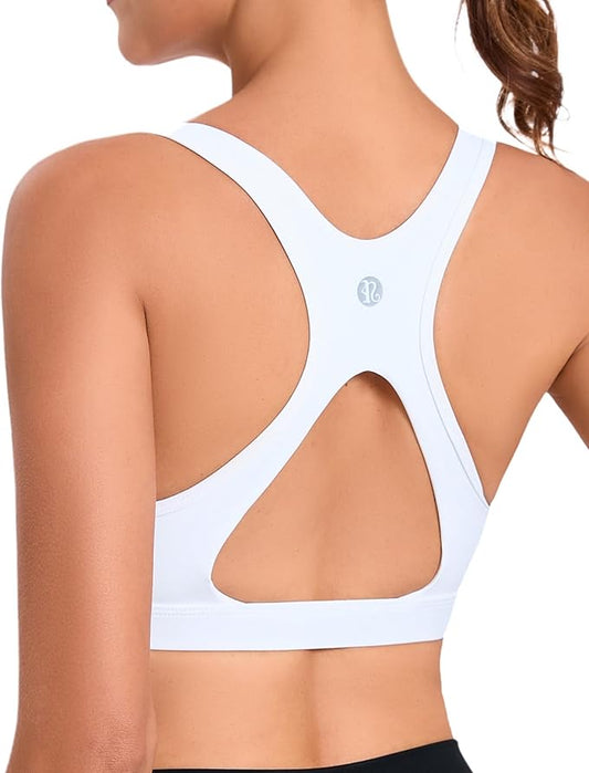RUNNING GIRL High Impact Sports Bras for Women,Racerback Running Bra Workout Crop Tank Tops Longline Sports Bra Push up