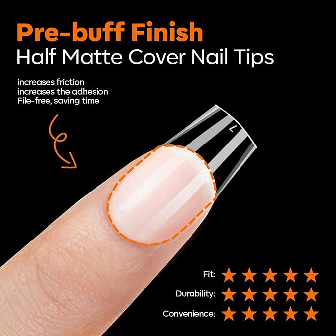 modelones Short Coffin Nail Tips, Pre-shaped Soft Gel Tips Fake Nails False Acrylic Clear Full Cover Press on Extension Kit Gel Manicure DIY at Home 216PCS 12Sizes