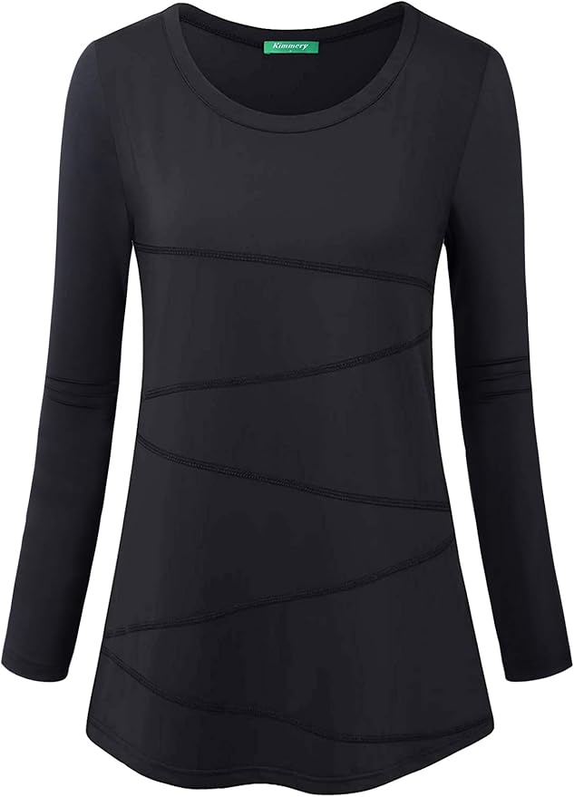 Kimmery Workout Tops for Women Long Sleeve Shirts for Women Quick Dry Line Decor Yoga Tops Sizes S-3XL
