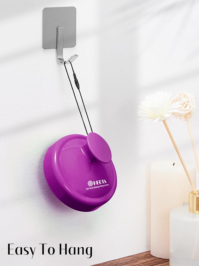 HEETA Hair Scalp Massager for Hair Growth, Shampoo Brush, Scalp Scrubber Exfoliator with Soft Silicone Bristles for Dandruff Removal to Relieve Stress, Wet Dry Use, Purple
