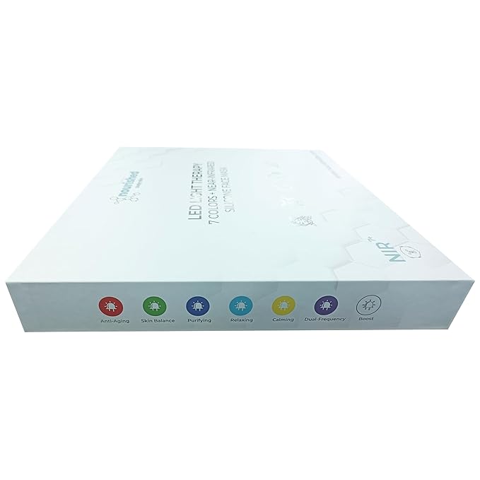 7 Colors LED Face Mask with Near-Infrared - Blue, Red Light Therapy for Face - 114 LEDs - Skincare Tool for Wrinkles, Anti-Aging