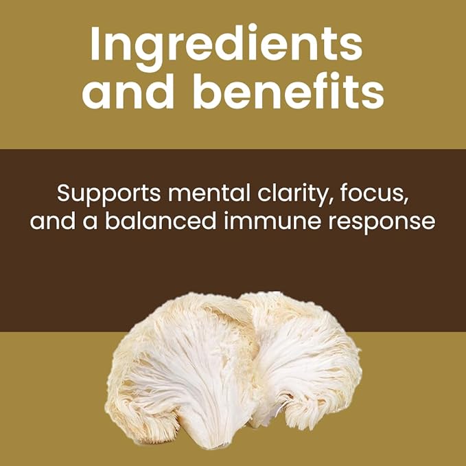 ROOTED Lions Mane Mushroom Extract Capsules (60 Veg Caps, 500 mg) | Memory, Focus, Brain Powder & Nerve Health. USDA Organic, 38% Beta Glucans, Certified Organic