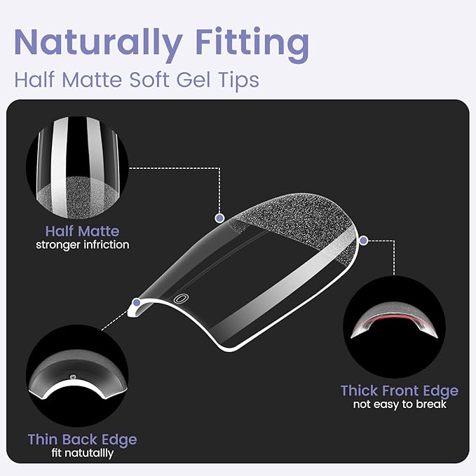 Short Square Nail Tips: 240PCS Acrylic Pre-shaped Soft Gel Square Nail Tips, 12 Sizes Full Cover Fake Press on Nails for Beginner Professional DIY Nail Salon