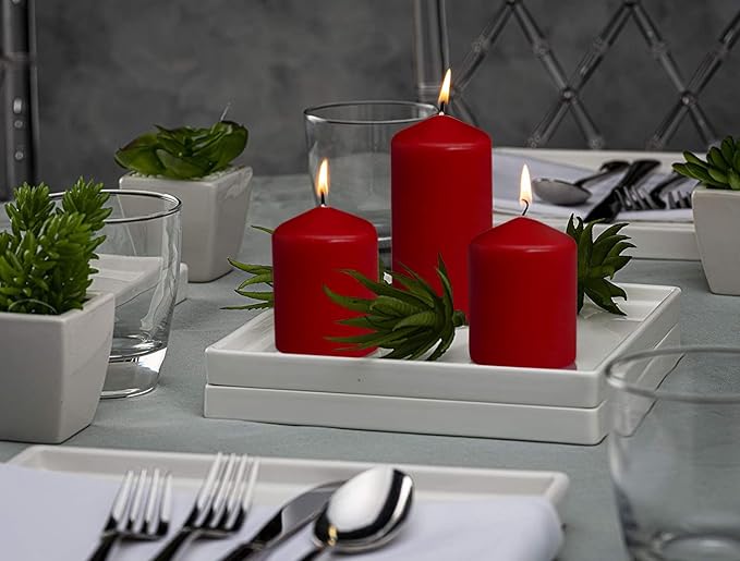 BOLSIUS 2x4 Inch Dark Red Pillar Candles - 4 Pack Candle Set - 20 Hours Burn Time - Premium European Quality - Dripless And Smokeless Candle - Perfect for Wedding Candles, Party, and Special Occasions