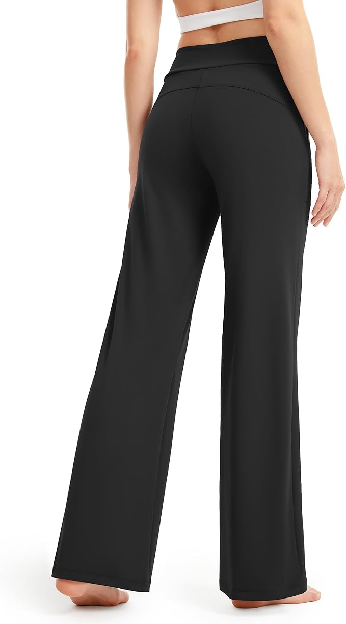AFITNE Womens Wide Leg Yoga Pants with Pockets High Waist Stretch Dress Casual Pants Loose Lounge Sweatpants 28"/30"/32"