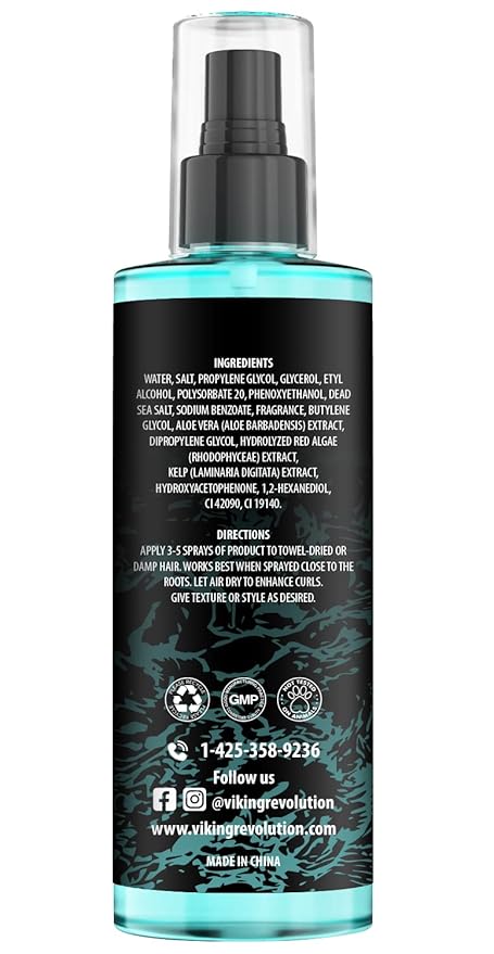 Viking Revolution Sea Salt Spray for Hair Men - Hair Texturizing Spray with Kelp, Aloe Vera and Red Algae Extract - Surf Sprays to Add Volume and Texture for Men Beach Hair - 8.8oz