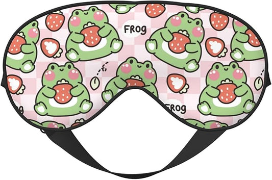 Sleep Eye Mask - Strawberry - Soft Art Silk - Adjustable - Breathable - Adults