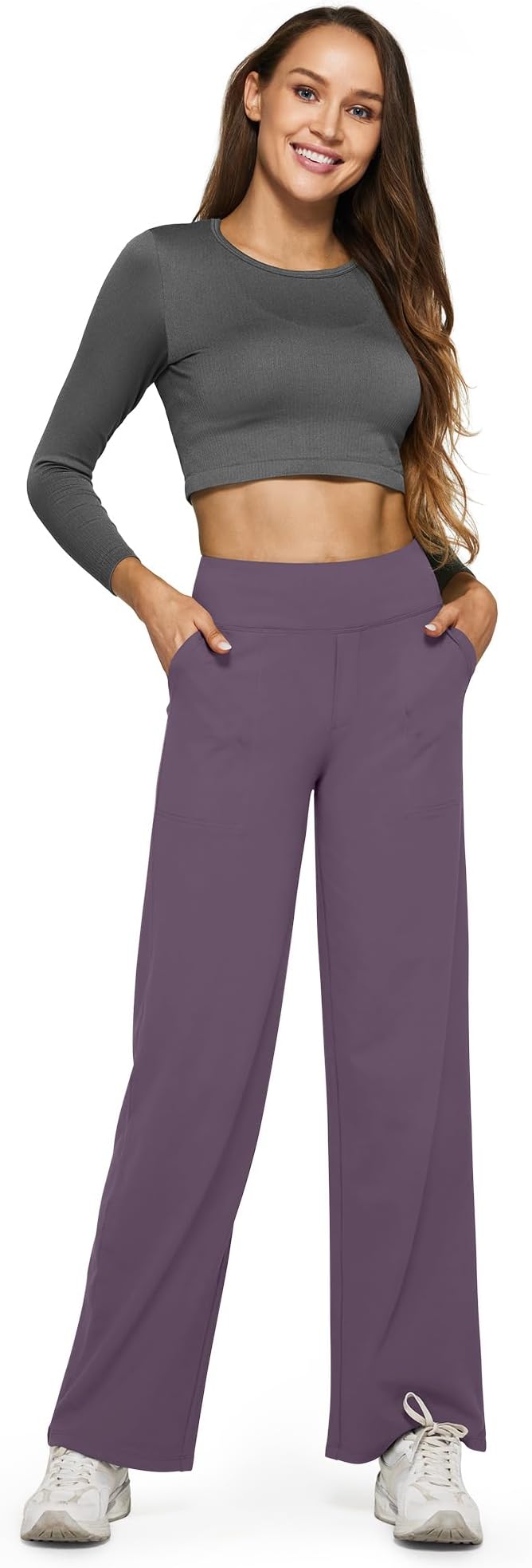G4Free Yoga Pants Women Wide Leg Pants with Pockets High Waist Stretch Dress Casual Sweatpants Petite/Regular/Tall