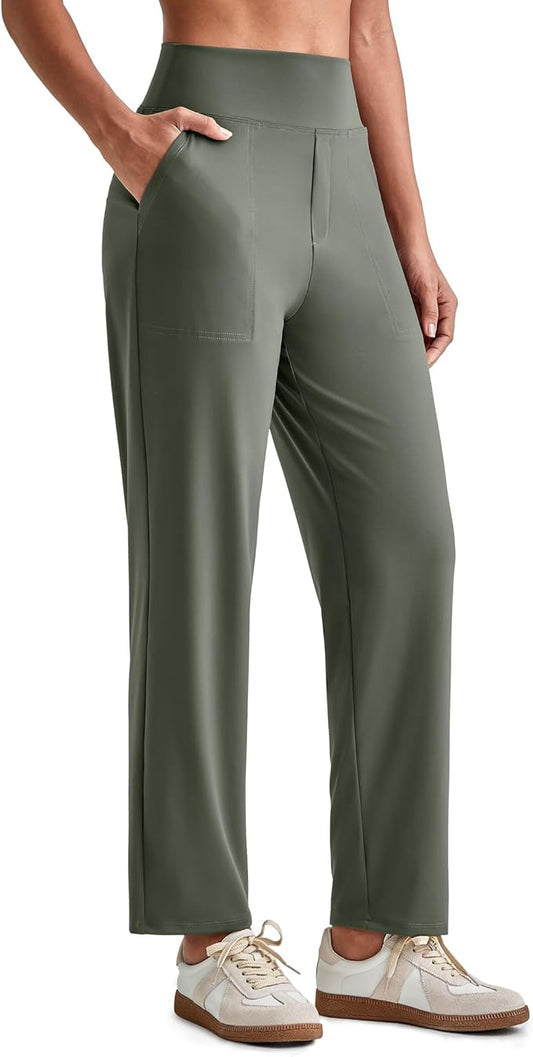 G4Free ShiftReady Womens Ankle Dress Yoga Pants with Pockets Stretchy Business Casual Slacks Work Trousers Travel Pant