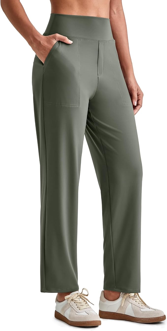 G4Free ShiftReady Womens Ankle Dress Yoga Pants with Pockets Stretchy Business Casual Slacks Work Trousers Travel Pant