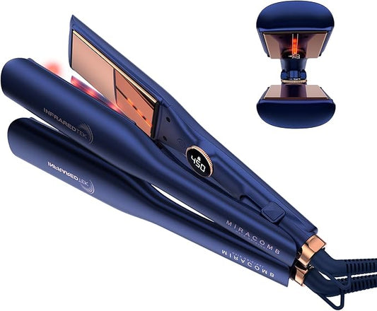 Titanium Flat Iron Hair Straightener | MIRACOMB Professional Straightening Iron Styler with Infrared Light for Straight and Smooth Styles|1.75" Premium 2 in 1 Styling Tool with Digital Heat Settings