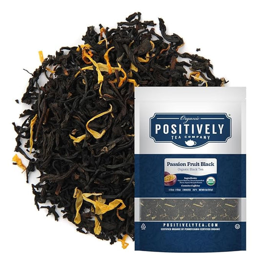 Organic Positively Tea Company, Passion Fruit Black Tea, Loose Leaf, 4 Ounce