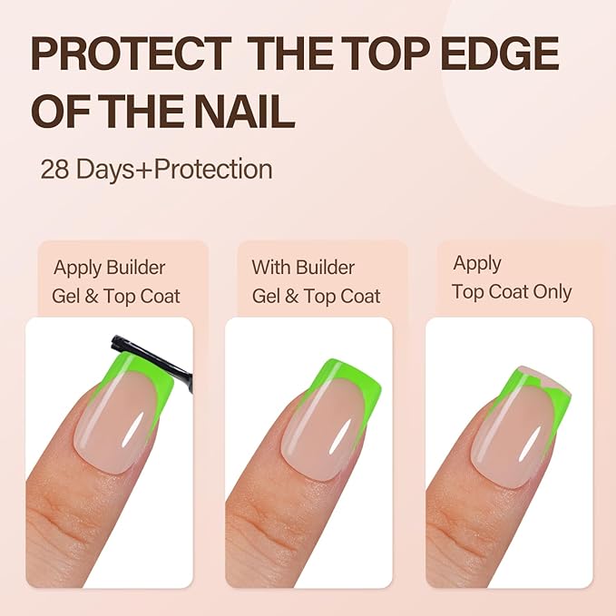 150Pcs French Gel Nail Tips, Vansiho Short Square Nail Tips, Green Pre-French Tips Press on Nails, Soak Off Soft Gel Acrylic Fake Nails for Nail Art DIY 15 Sizes