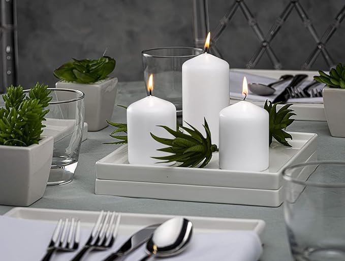 BOLSIUS 2x4 Inch White Pillar Candles - 4 Pack Candle Set - 20 Hours Burn Time - Premium European Quality - Dripless And Smokeless Candle - Perfect for Wedding Candles, Parties, and Special Occasions