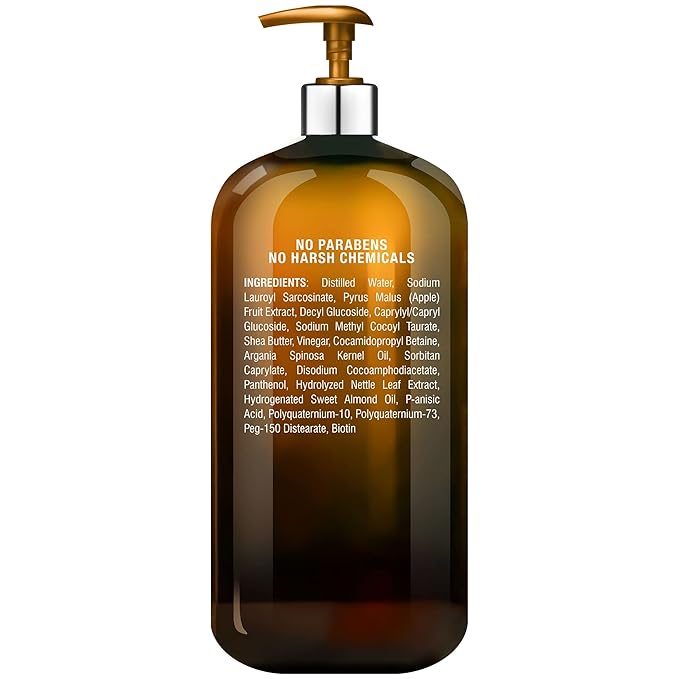 Majestic Pure Apple Cider Vinegar Shampoo - Restores Shine & Reduces Itchy Scalp, Dandruff & Frizz - Sulfate Free, for All Hair Types, Men and Women - 16 fl oz