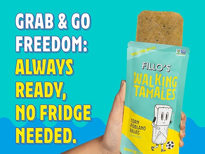 Fillos Walking Tamales Savory, Ready To Eat Vegan Snacks Microwaveable Meal, Gluten Free and Preservative Free 7 Pack with Mild Tamales Lunchables