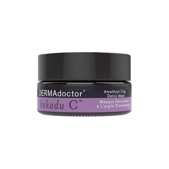 DERMAdoctor Clay Face Mask with Bentonite & Kaolin Clay + Vitamin C - Face Exfoliator, Pore Minimizer, Facial Detox, Facial Oil Remover, Illuminator, Acne Scar Mask for Faces - 15 Minutes - 1.69 oz