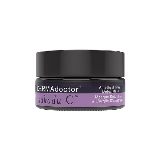 DERMAdoctor Clay Face Mask with Bentonite & Kaolin Clay + Vitamin C - Face Exfoliator, Pore Minimizer, Facial Detox, Facial Oil Remover, Illuminator, Acne Scar Mask for Faces - 15 Minutes - 1.69 oz