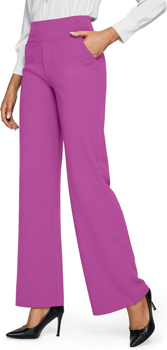 G4Free Yoga Pants Women Wide Leg Pants with Pockets High Waist Stretch Dress Casual Sweatpants Petite/Regular/Tall