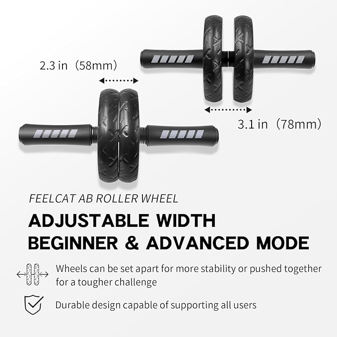 Convertible Ab Wheel Roller,Abs & Core Workout, Exercise Wheel with Knee Pad, Double Wheel Set with Dual Fitness Strength Training Modes at Gym or Home