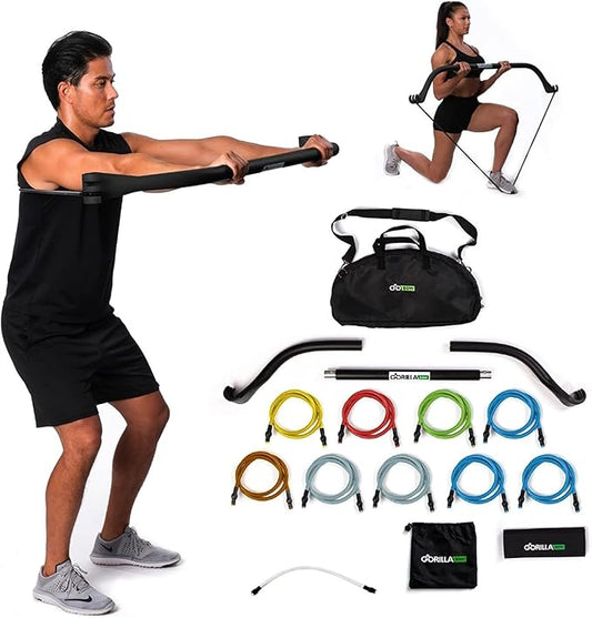 Travel Gorilla Bow Portable Home Gym System, Strength Training Equipment 100 Plus Quality Workouts, All in One Exercise Equipment for Travel, Home Gym & Outdoor Workouts