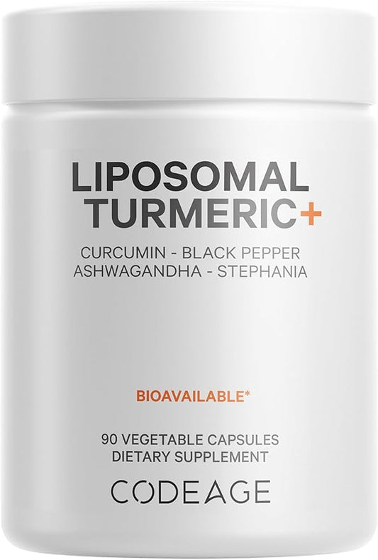 Codeage Organic Turmeric Supplement - 95% Curcumin Extract Pills - Liposomal Fermented Botanical Blend Black Pepper, Ashwagandha, Ginger, Stephania, Boswelia, Cumin, Digestive Bitters - 90 Capsules