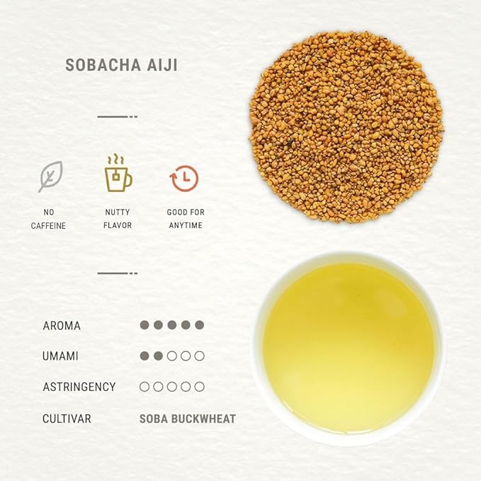 Senbird Premium Sobacha - Japanese Soba Buckwheat Tea - From Hokkaido - Loose Leaf in Airtight Tea Tin (3.5oz/100g)