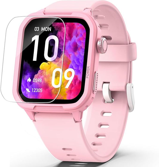 Kids Smart Watch for Boy Girl, Kids Watches with 19 Sport Modes, Heart Rate, Sleep Monitor, Pedometer, Alarm Clock, IP68 Waterproof Fitness Tracker, Gift for 6-16 Year Old Boys Girls Toys (Pink)