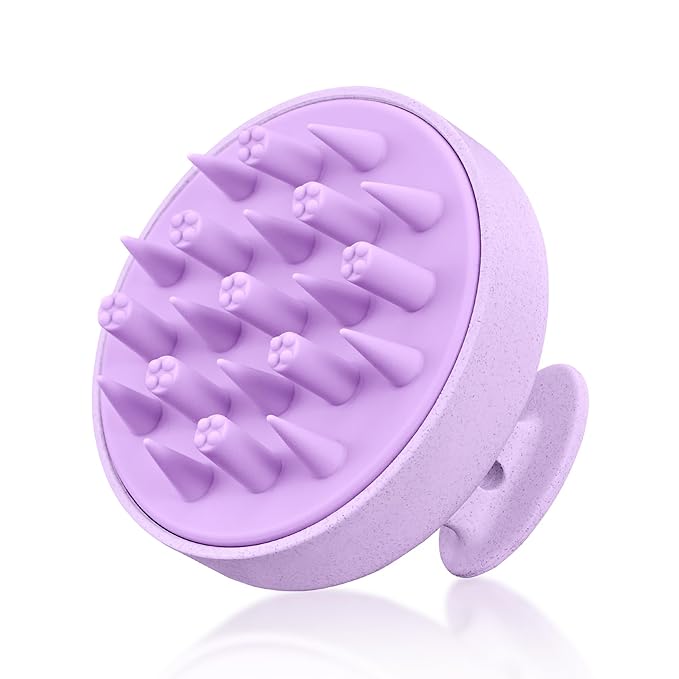 HEETA Hair Scalp Massager for Hair Growth, Shampoo Brush, Scalp Scrubber Exfoliator with Soft Silicone Bristles for Dandruff Removal to Relieve Stress, Wet Dry Use Updated Material, Purple