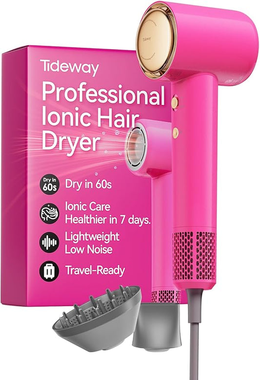 Tideway Hair Dryer, Blow Dryer with Diffuser High-Speed Plasma Ionic Low Noise for Fast Drying, Travel Hair Dryer for Women and Man, Curly/Wavy & Long/Thick Color-Treated Hair H11