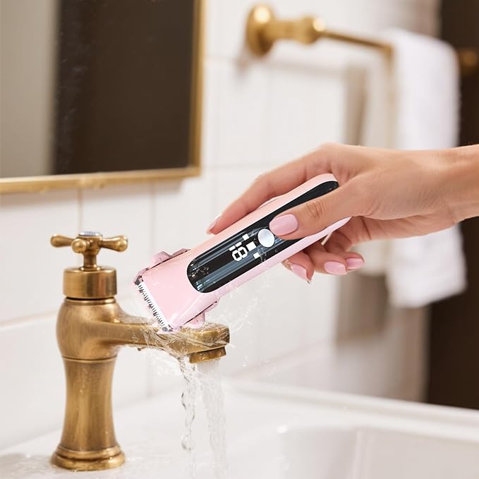 Dermave Bikini Shaver for Women, Bikini Trimmer for Women with Dual Head Shaver, Painless Wet & Dry Electric Razor for Smooth Bikini Line, Rechargeable & Portable, Beige