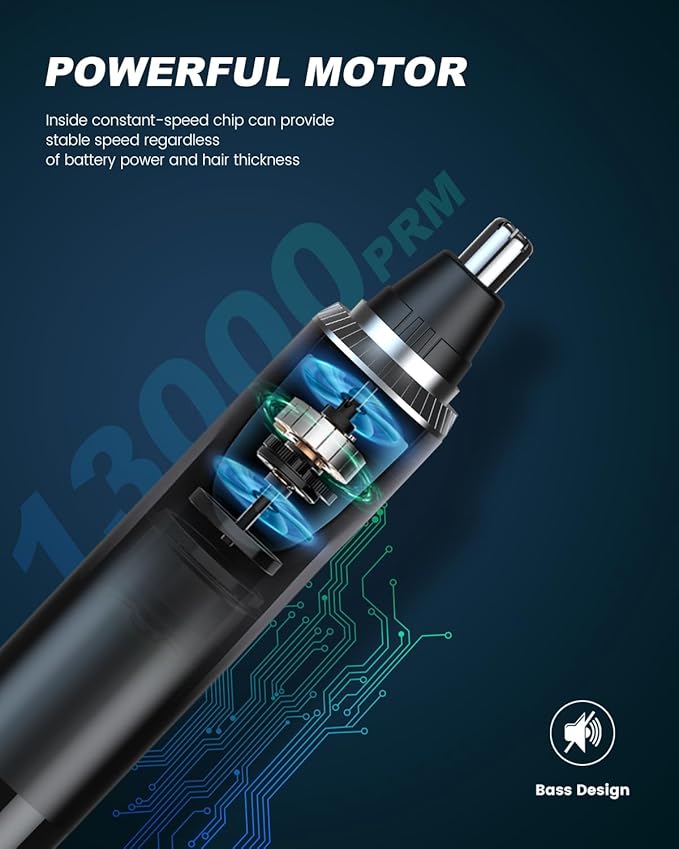 Ear & Nose Hair Trimmer with LED Display for Men Women,Painless USB Rechargeable Eyebrow & Facial & Nose Hair Trimmer Clipper,Professional IPX7 Waterproof Dual Edge Blades 13,000 RPM