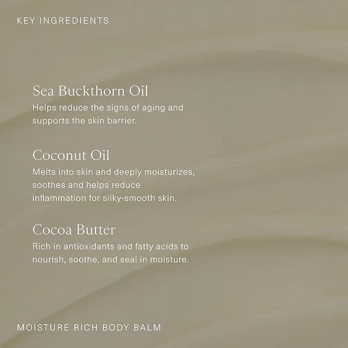 Oak Essentials Moisture Rich Body Balm | Ultra-Hydrating Body Cream with Sea Buckthorn Oil, Cocoa Butter & Coconut Oil, 5.3 Oz
